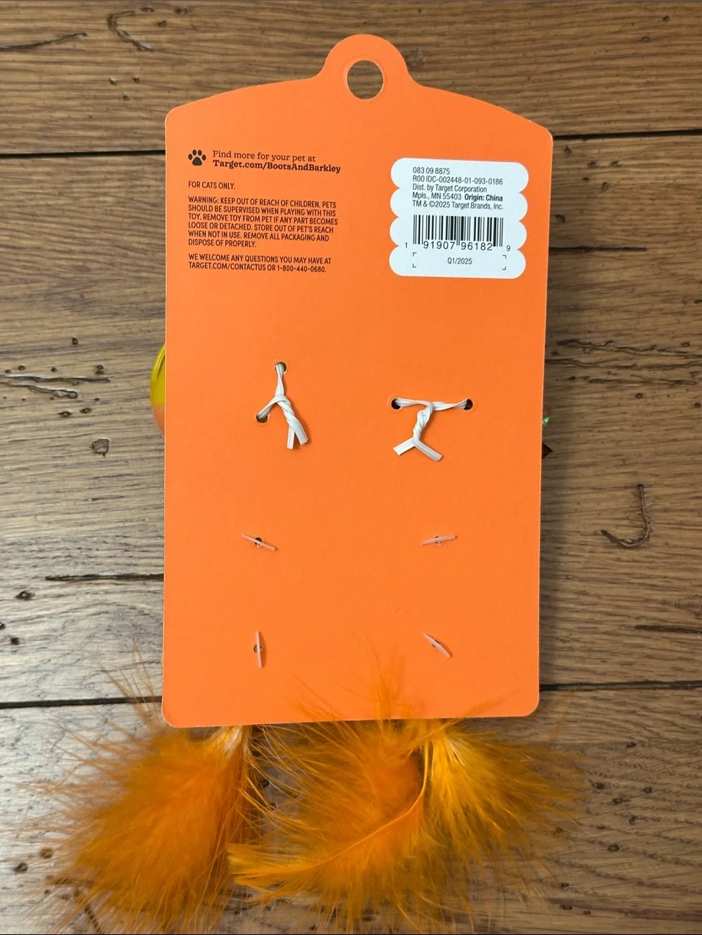 Boots & Barkley Orange and Yellow Candy Corn Feather Cat Toy Set